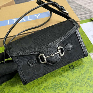 Gucci 699296 Gucci Horsebit 1955 Jumbo GG Mini Bag Black big G - Default Title - View 4