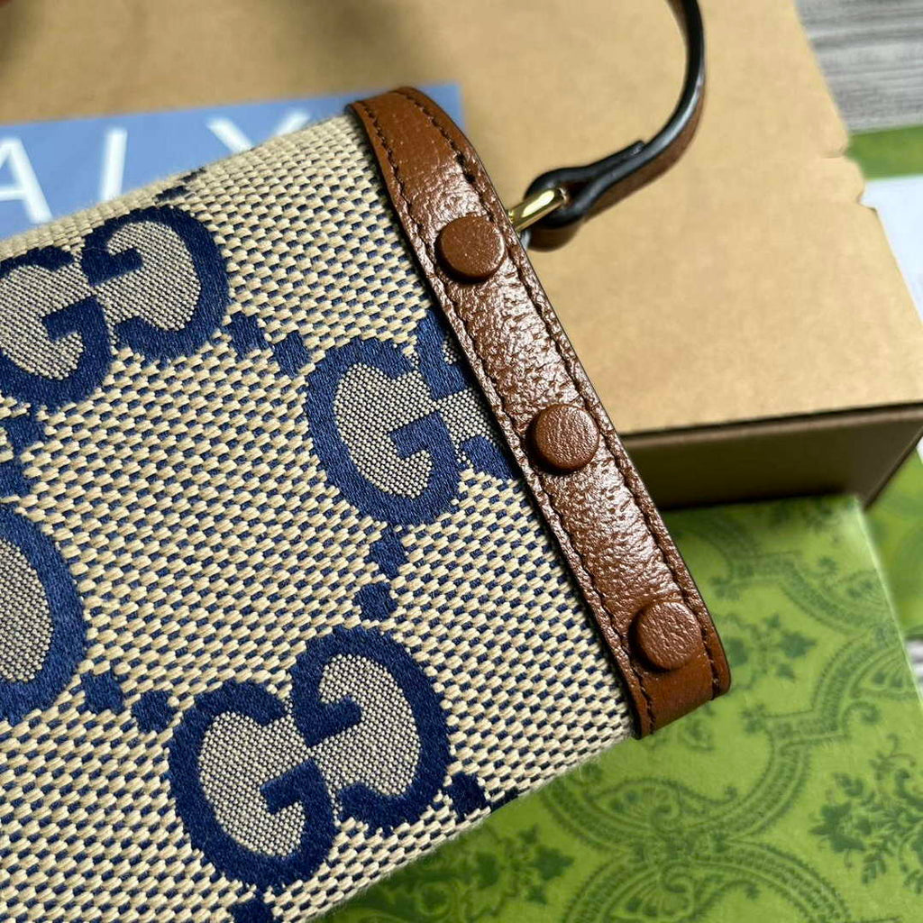 Gucci 699296 Gucci Horsebit 1955 Jumbo GG Mini Bag Blue big G