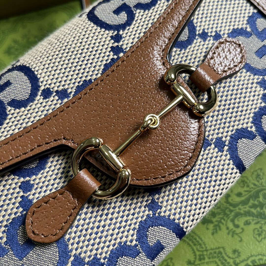 Gucci 699296 Gucci Horsebit 1955 Jumbo GG Mini Bag Blue big G - Default Title - View 5