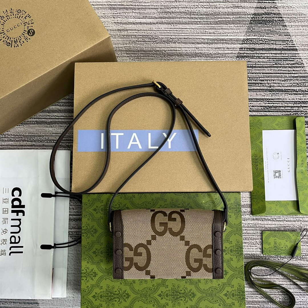 Gucci 699296 Gucci Horsebit 1955 Jumbo GG Mini Bag Brown big G - Default Title - View 2
