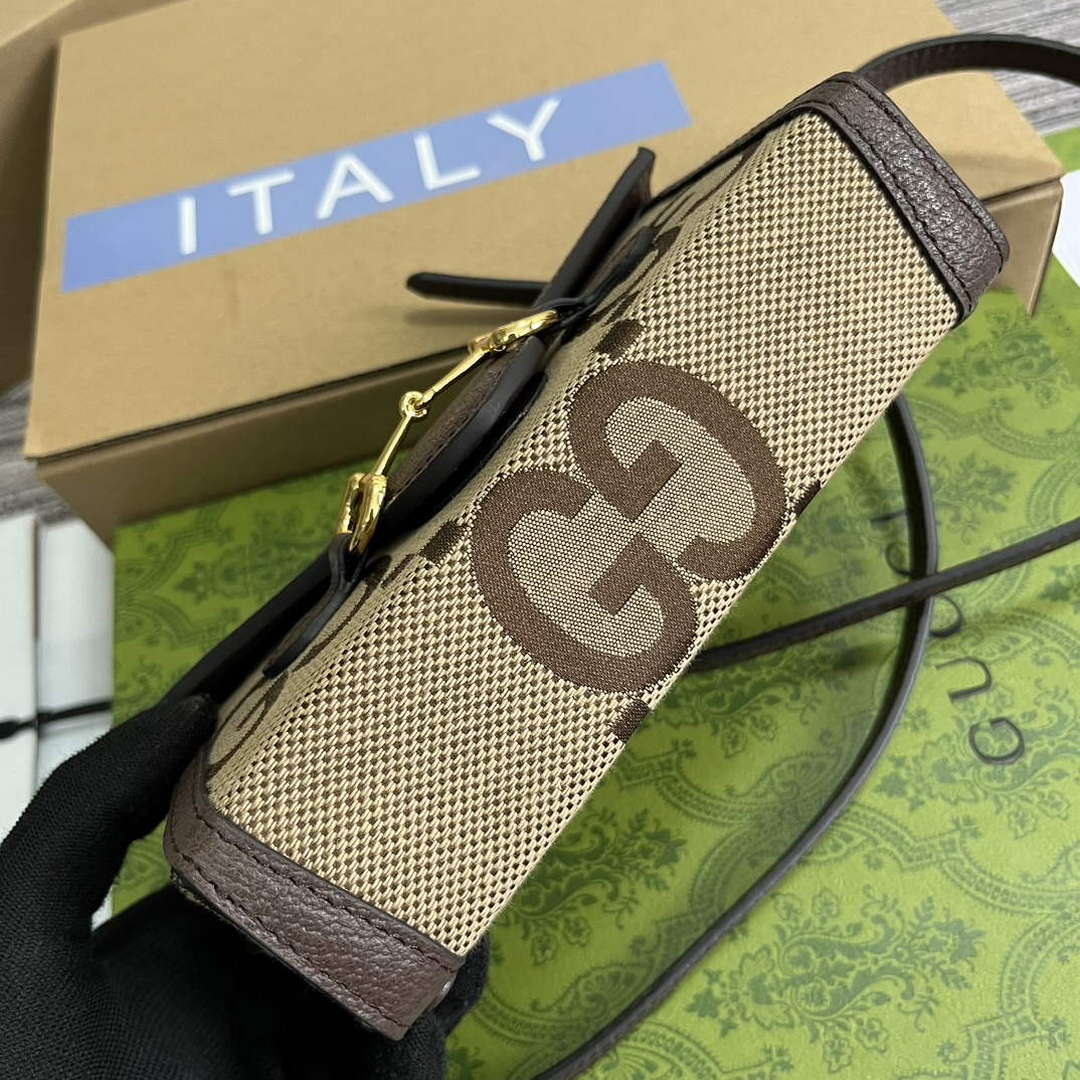 Gucci 699296 Gucci Horsebit 1955 Jumbo GG Mini Bag Brown big G - Default Title - View 6