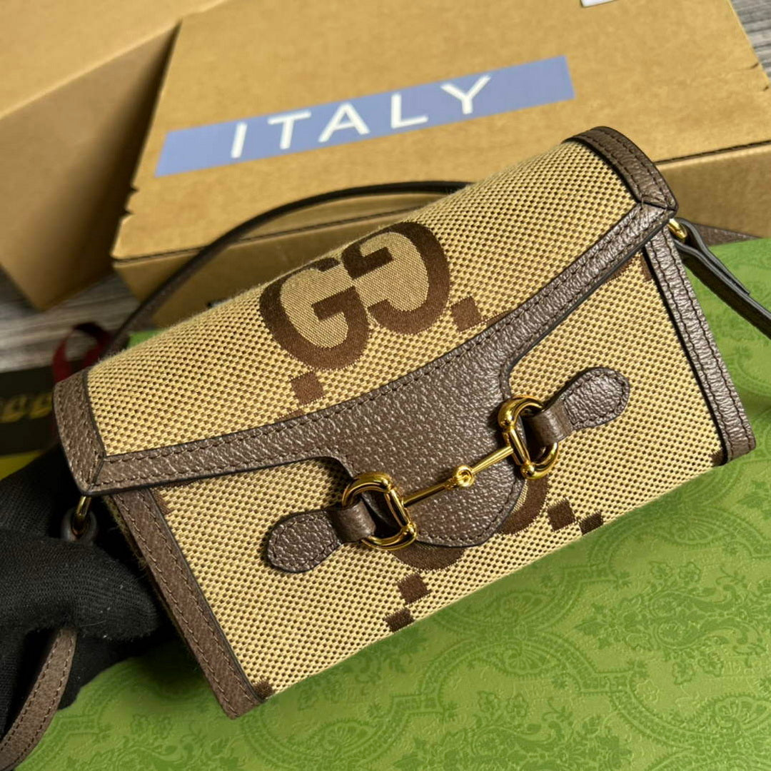 Gucci 699296 Gucci Horsebit 1955 jumbo GG mini bag Brown
