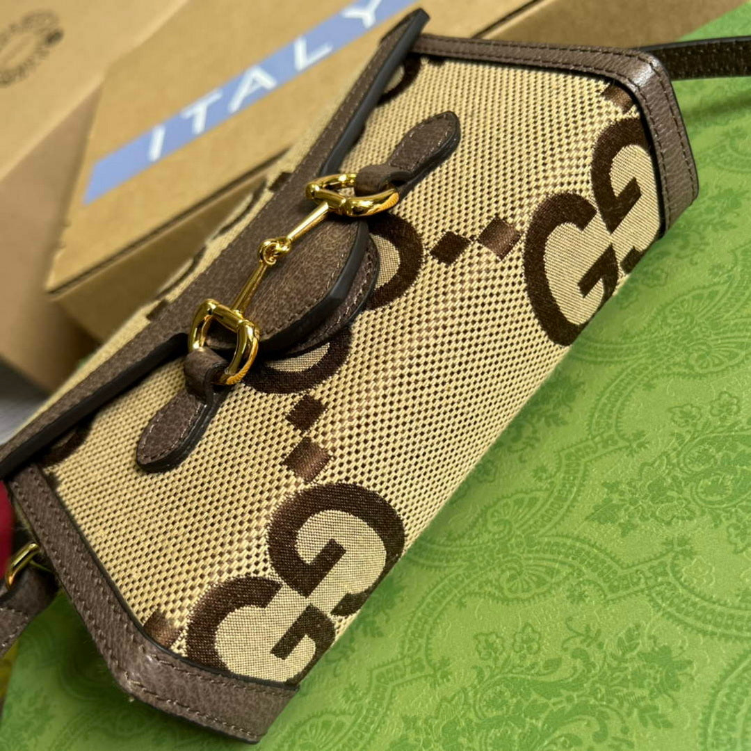 Gucci 699296 Gucci Horsebit 1955 jumbo GG mini bag Brown