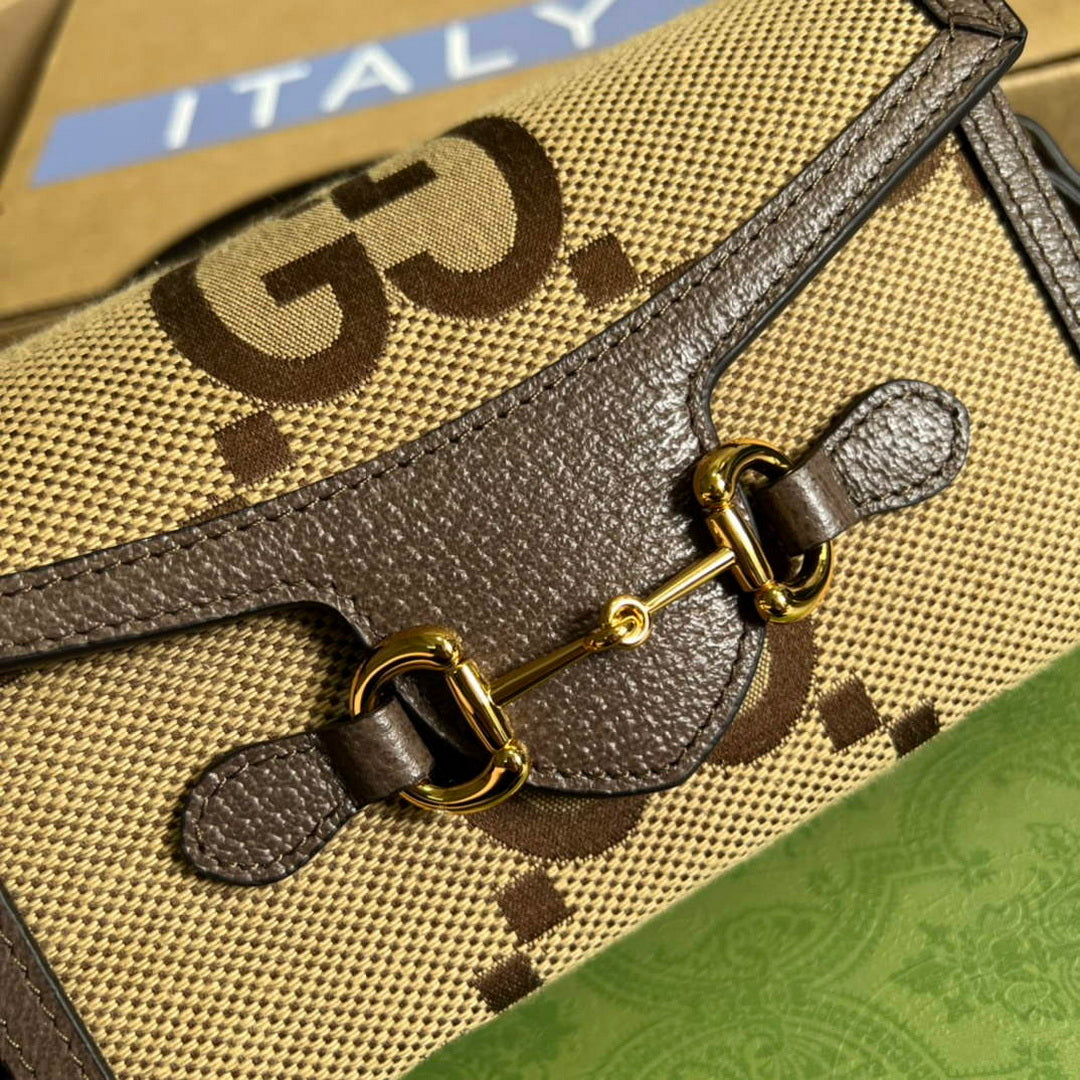 Gucci 699296 Gucci Horsebit 1955 jumbo GG mini bag Brown - Default Title - View 7
