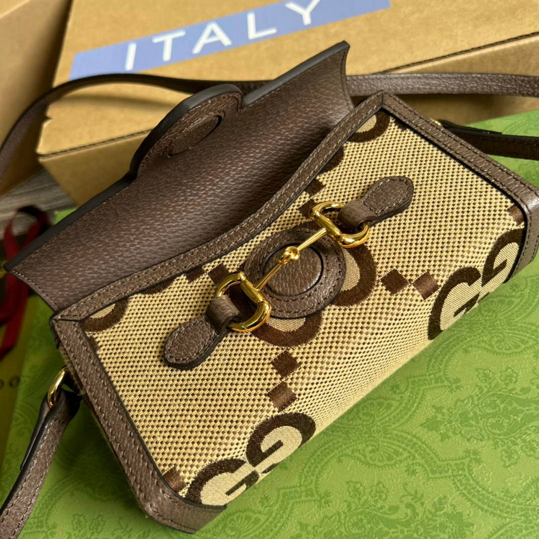 Gucci 699296 Gucci Horsebit 1955 jumbo GG mini bag Brown - Default Title - View 8