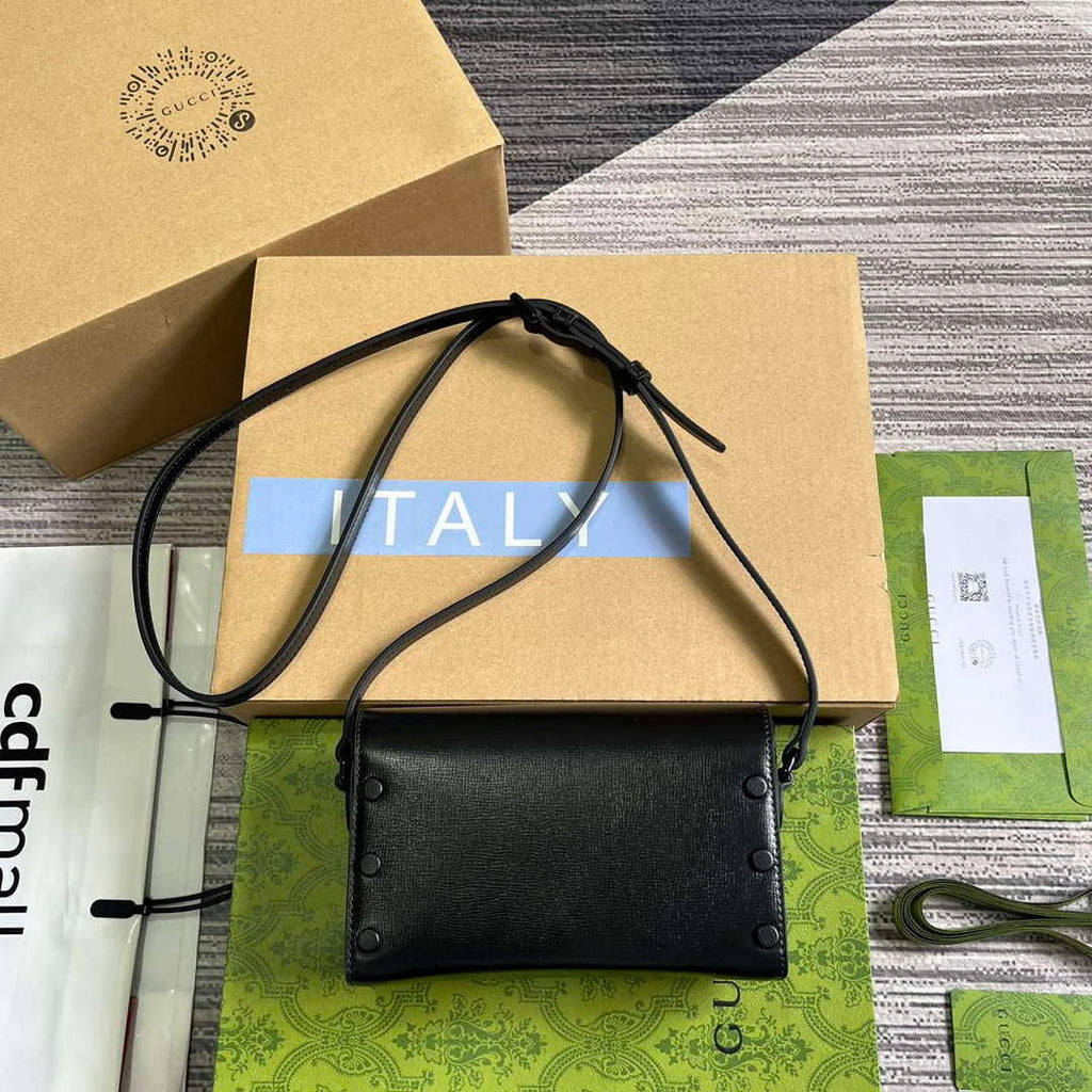 Gucci 699296 Gucci Horsebit 1955 Mini Bag Black Leather