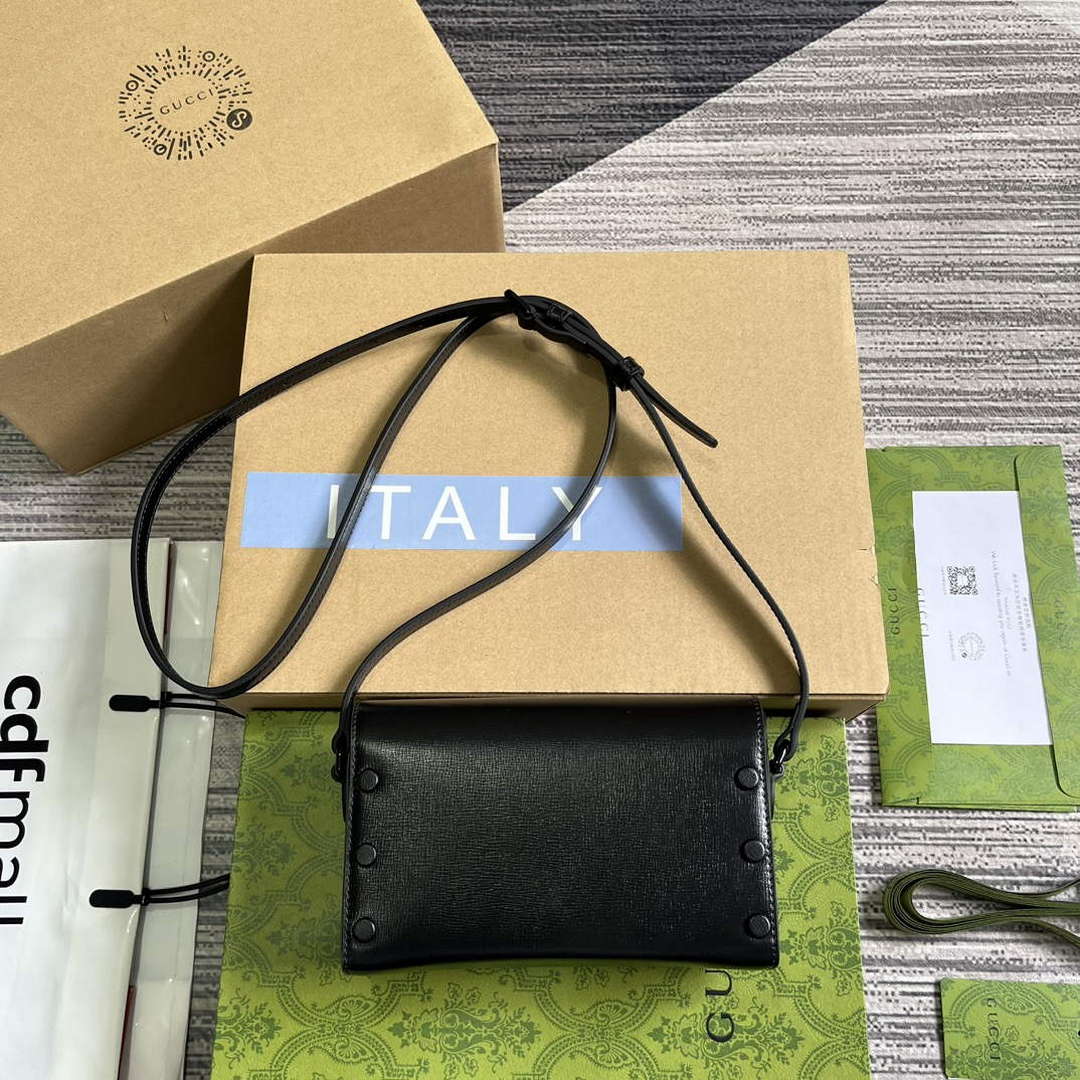 Gucci 699296 Gucci Horsebit 1955 Mini Bag Black Leather - Default Title - View 2