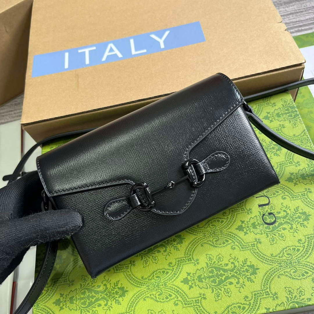 Gucci 699296 Gucci Horsebit 1955 Mini Bag Black Leather