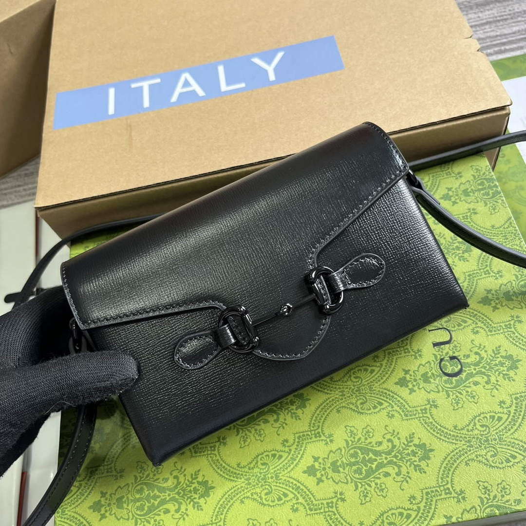 Gucci 699296 Gucci Horsebit 1955 Mini Bag Black Leather