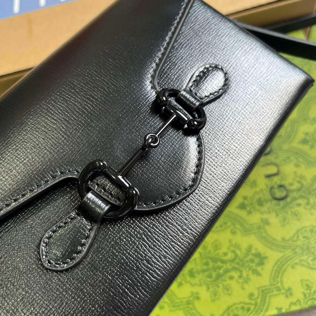 Gucci 699296 Gucci Horsebit 1955 Mini Bag Black Leather