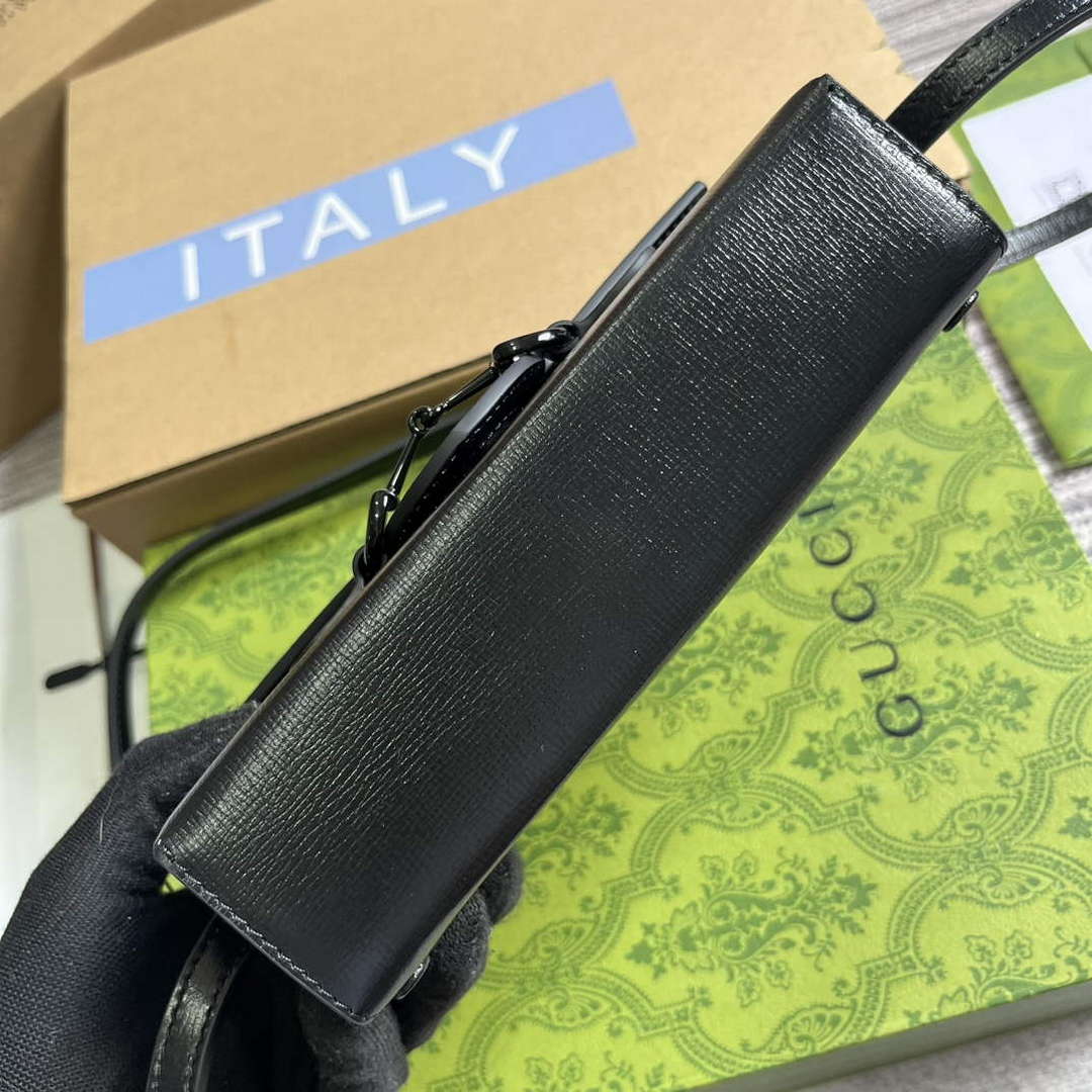 Gucci 699296 Gucci Horsebit 1955 Mini Bag Black Leather - Default Title - View 6