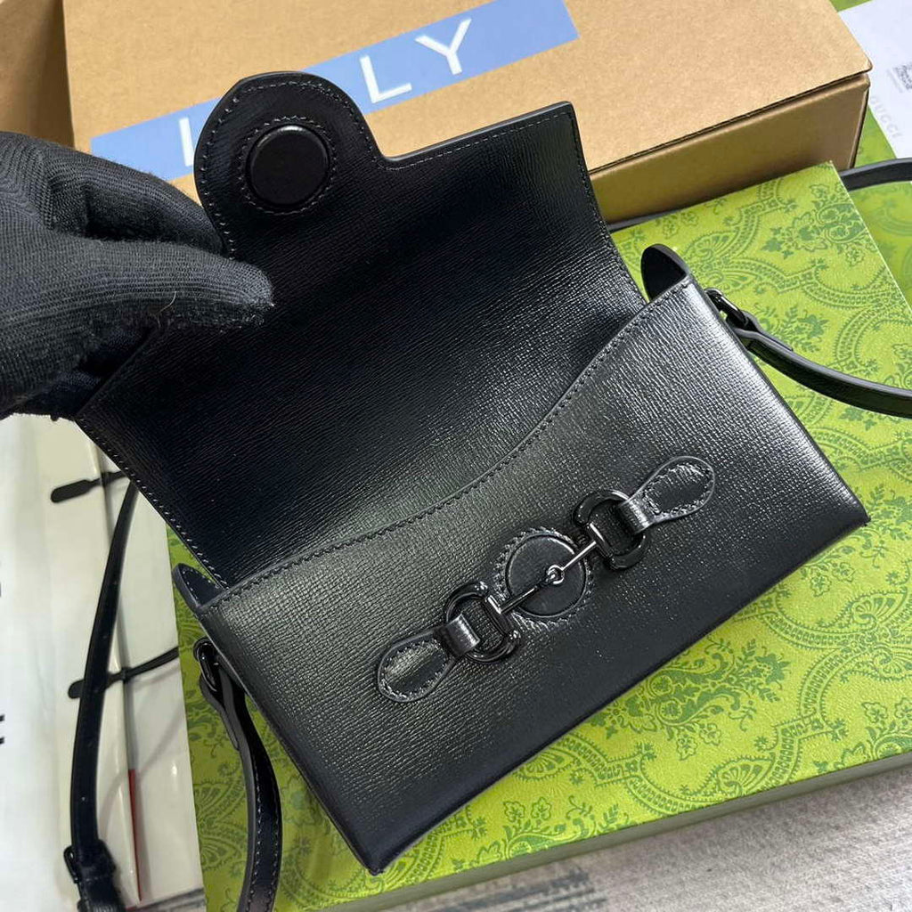 Gucci 699296 Gucci Horsebit 1955 Mini Bag Black Leather