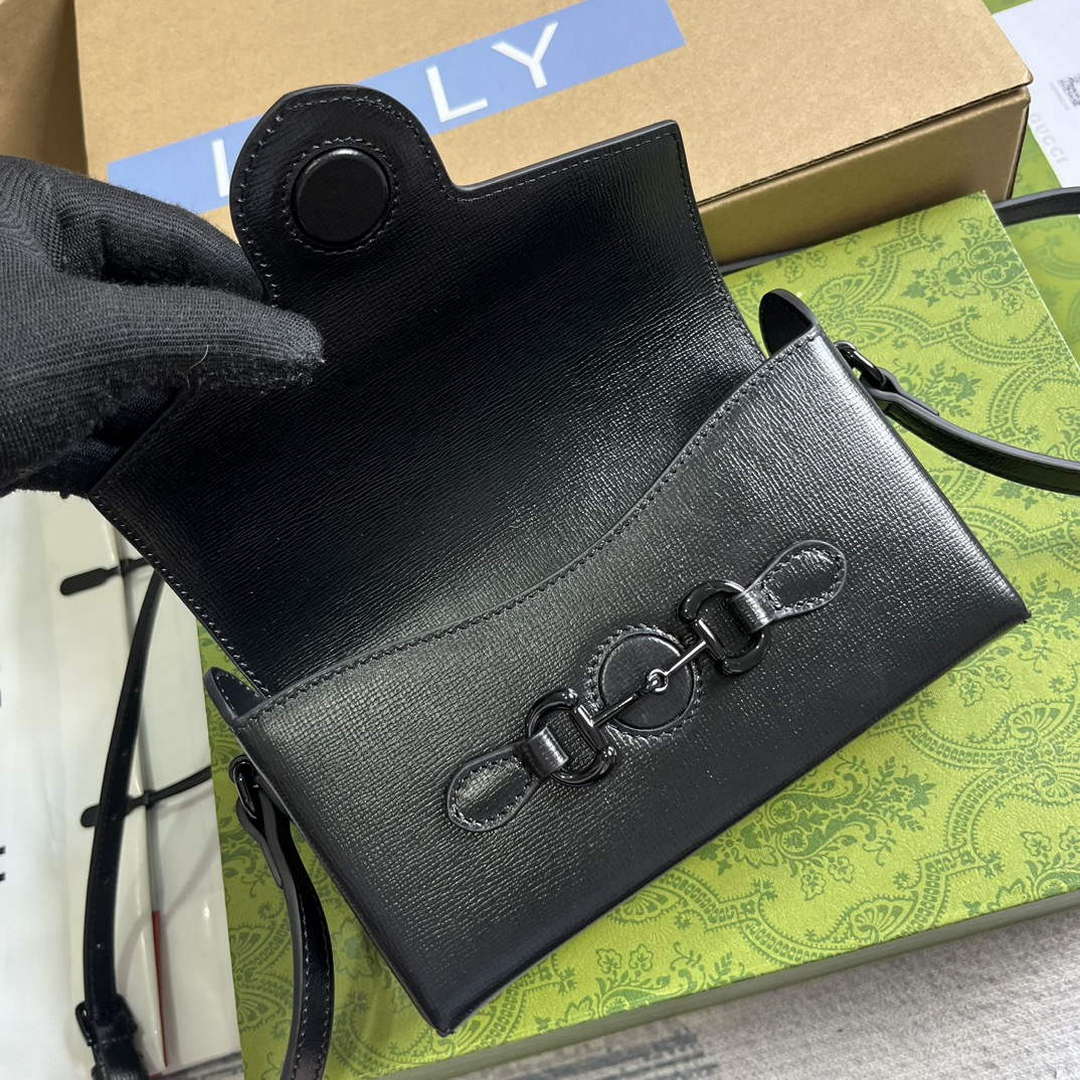 Gucci 699296 Gucci Horsebit 1955 Mini Bag Black Leather - Default Title - View 7