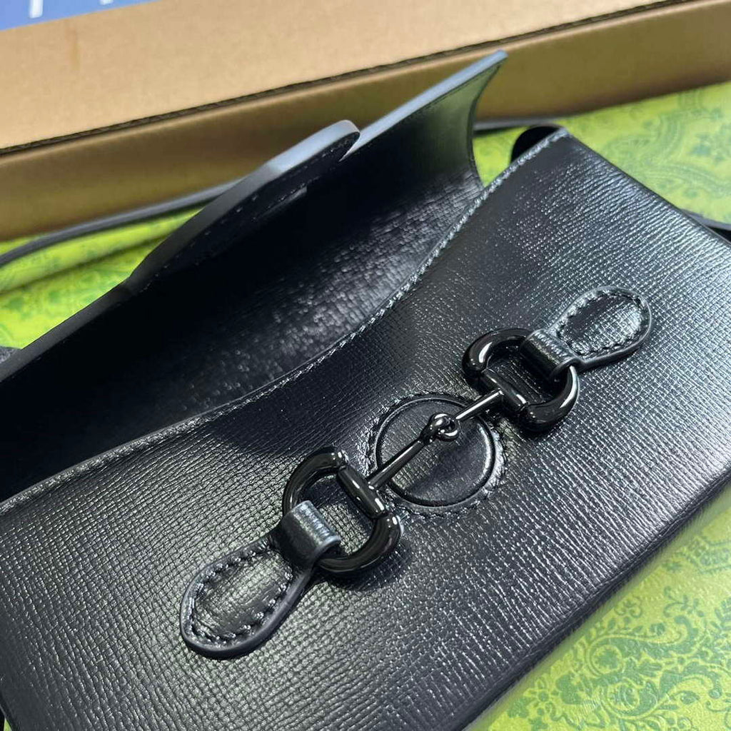 Gucci 699296 Gucci Horsebit 1955 Mini Bag Black Leather