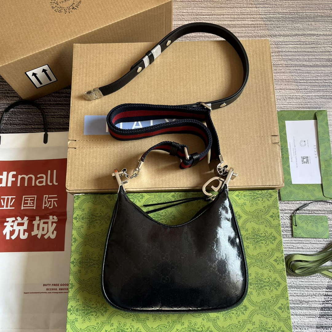 Gucci 699409 Gucci Attache Small Shoulder Bag Black GG - Default Title - View 2