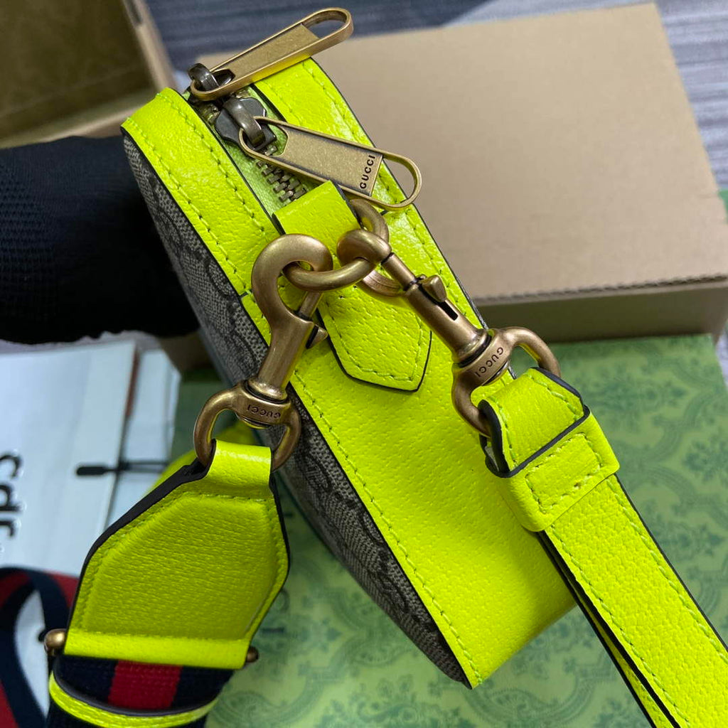 Gucci 699439 Ophidia GG Small Crossbody Bag Fluorescent yellow