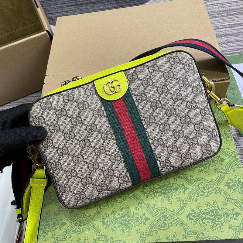 Gucci 699439 Ophidia GG Small Crossbody Bag Fluorescent yellow