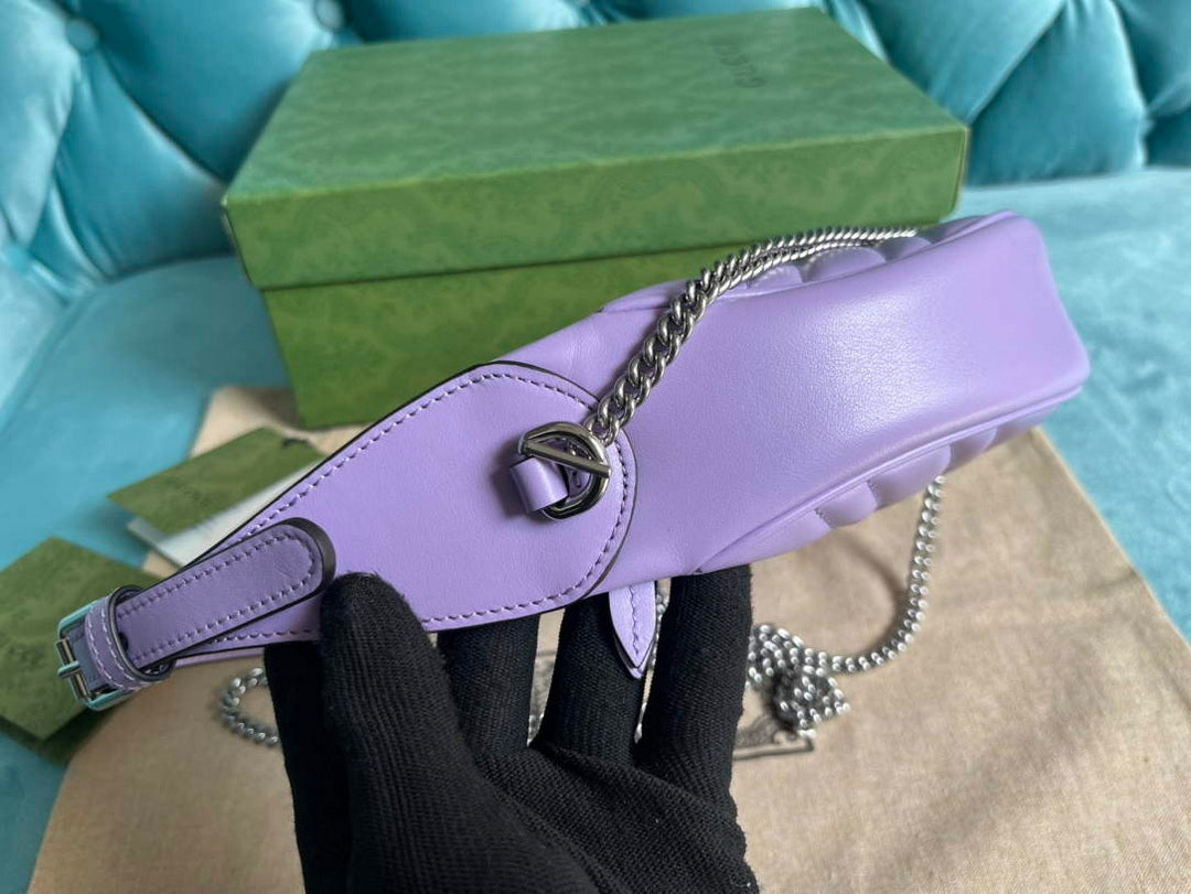 Gucci 699514 GG Marmont half-moon-shaped mini bag Lilac purple