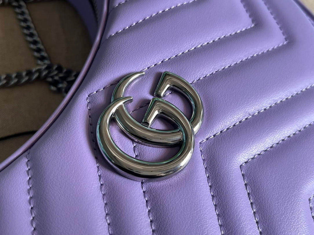 Gucci 699514 GG Marmont half-moon-shaped mini bag Lilac purple