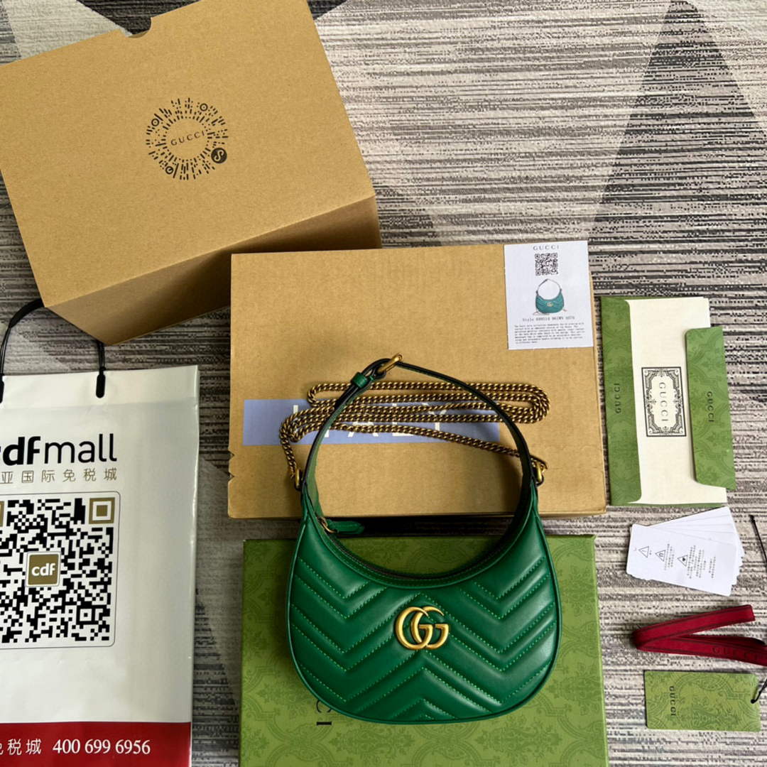 Gucci 699514 GG Marmont half-moon-shaped mini bag Green