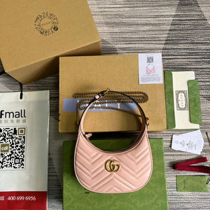 Gucci 699514 GG Marmont half-moon-shaped mini bag Pink - Default Title - View 2