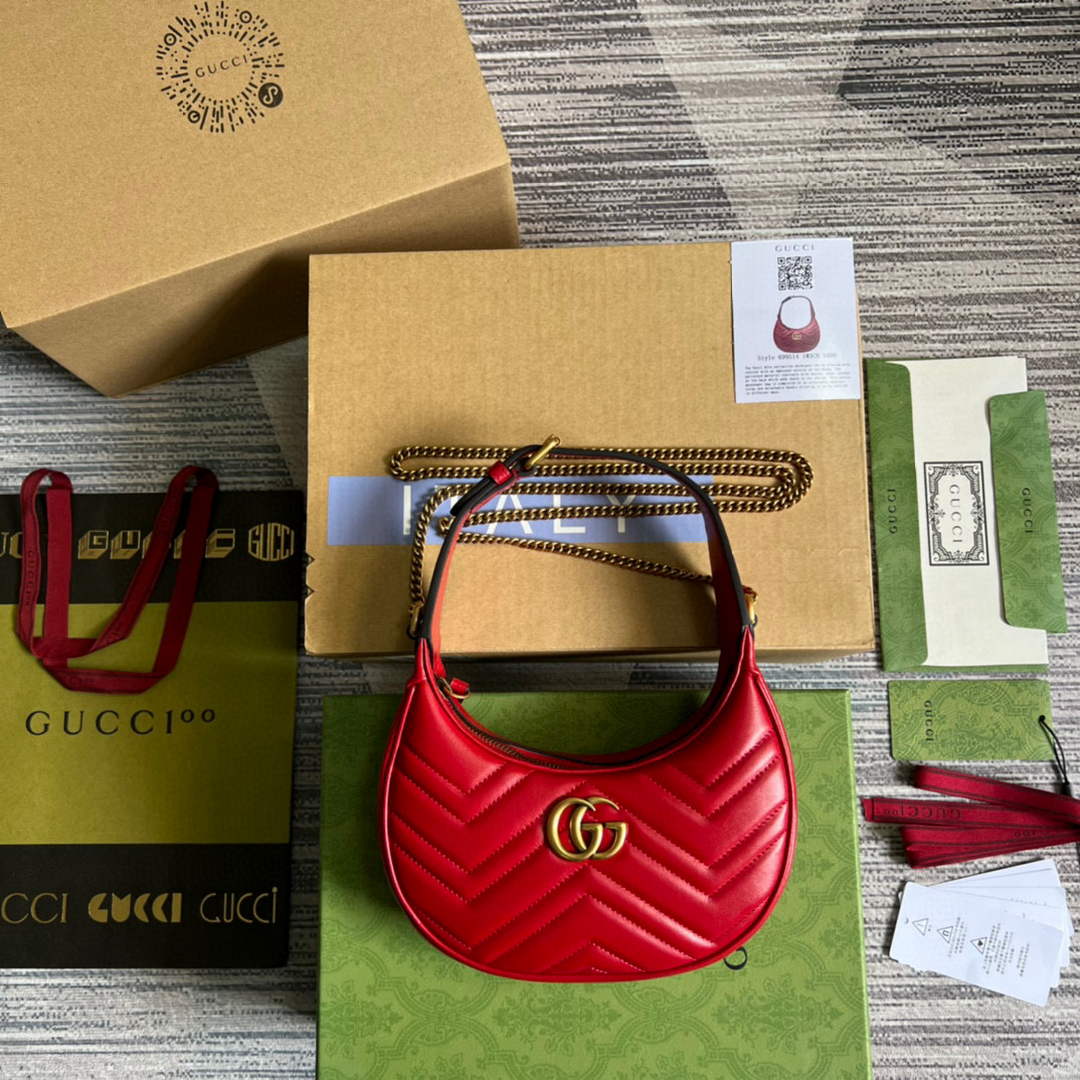 Gucci 699514 GG Marmont half-moon-shaped mini bag Red - Default Title - View 4