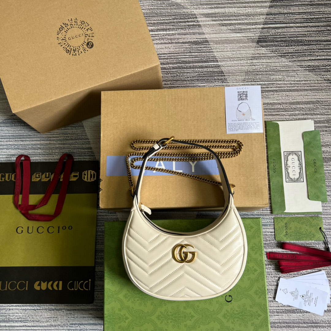 Gucci 699514 GG Marmont half-moon-shaped mini bag White - Default Title - View 4