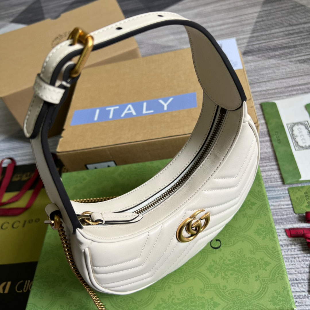 Gucci 699514 GG Marmont half-moon-shaped mini bag White - Default Title - View 6