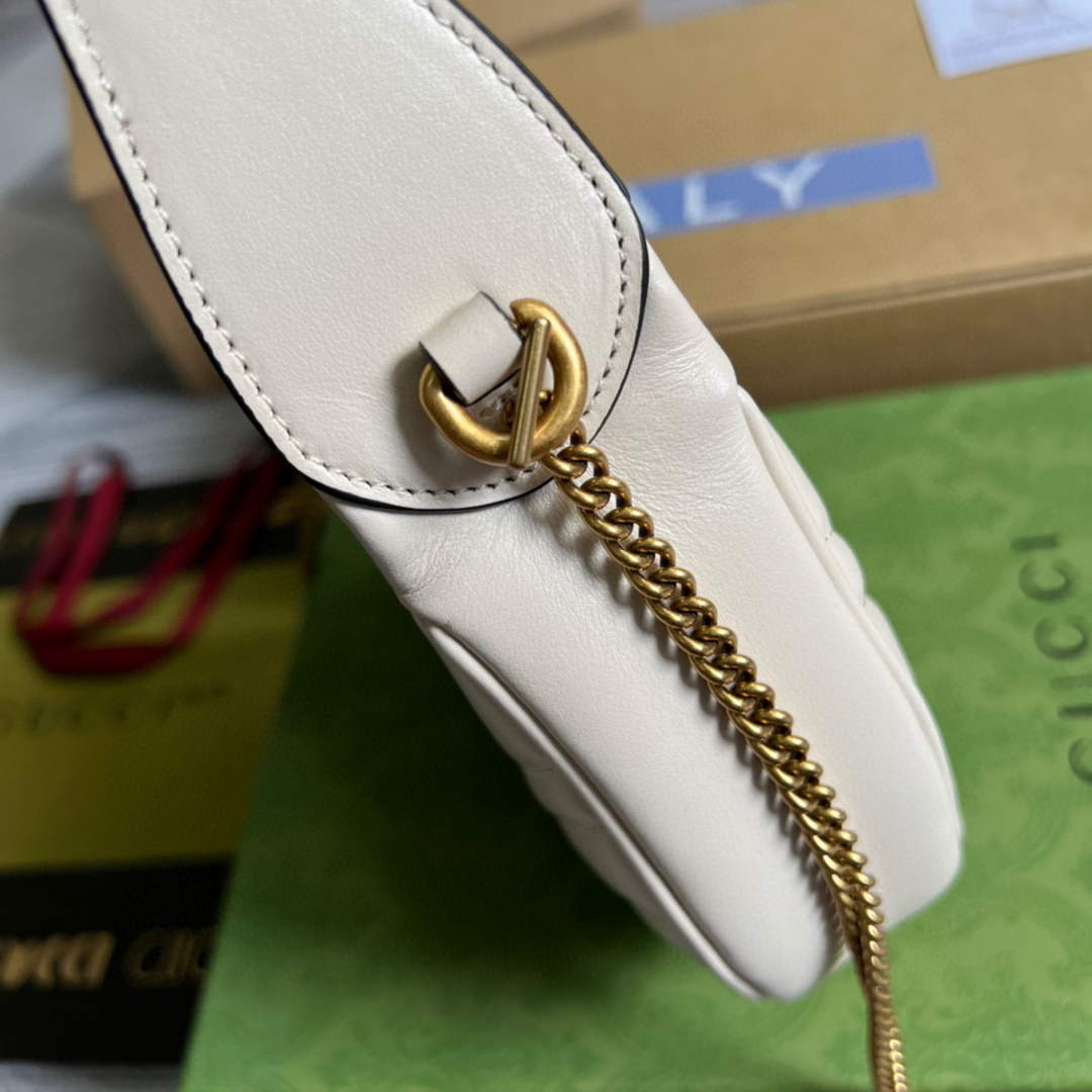 Gucci 699514 GG Marmont half-moon-shaped mini bag White - Default Title - View 9