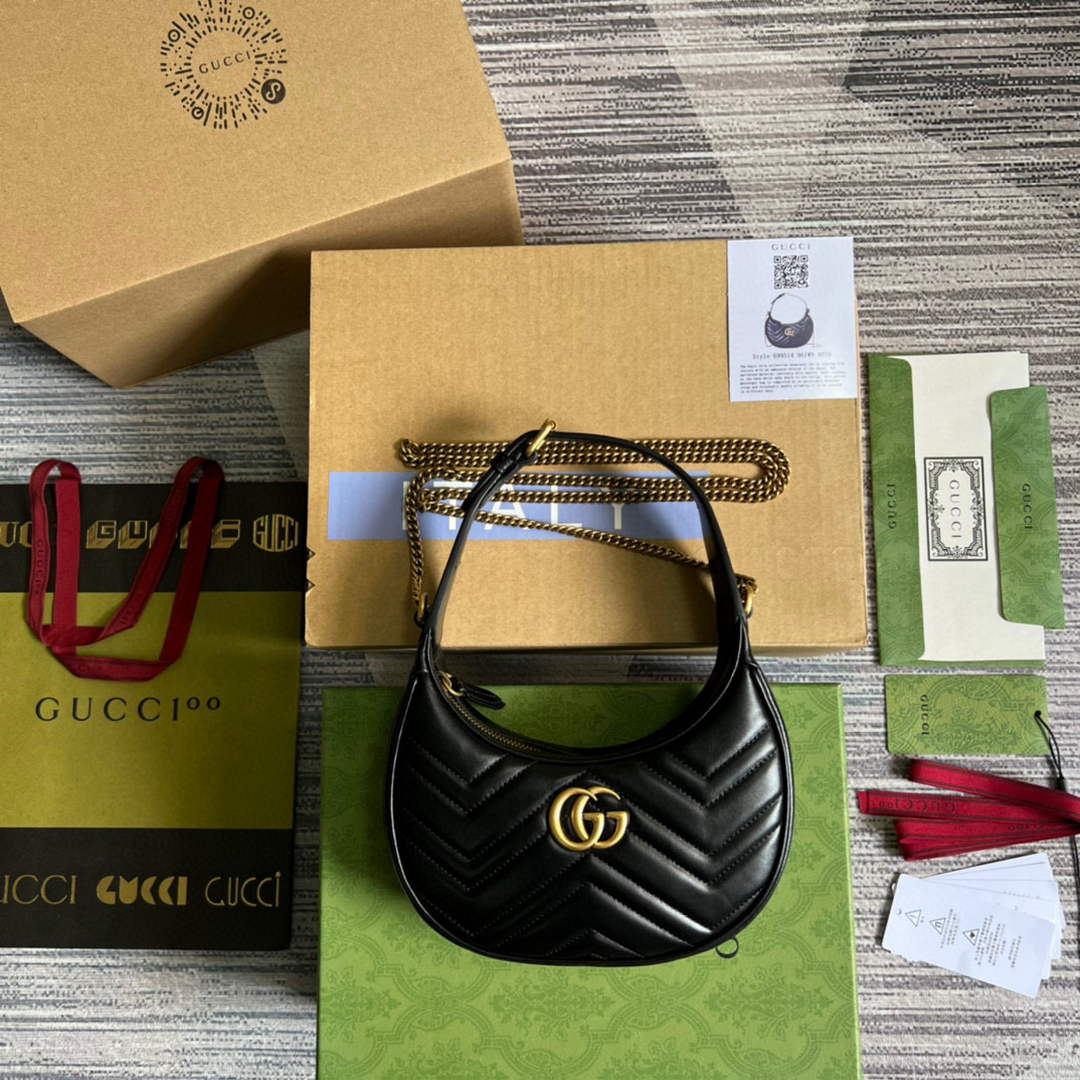 Gucci 699514 GG Marmont half-moon-shaped mini bag Black - Default Title - View 2