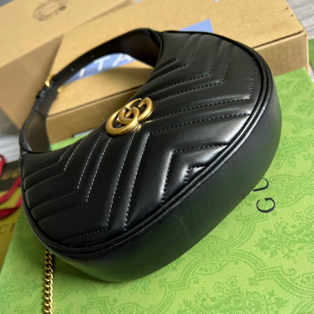 Gucci 699514 GG Marmont half-moon-shaped mini bag Black - Default Title - View 5