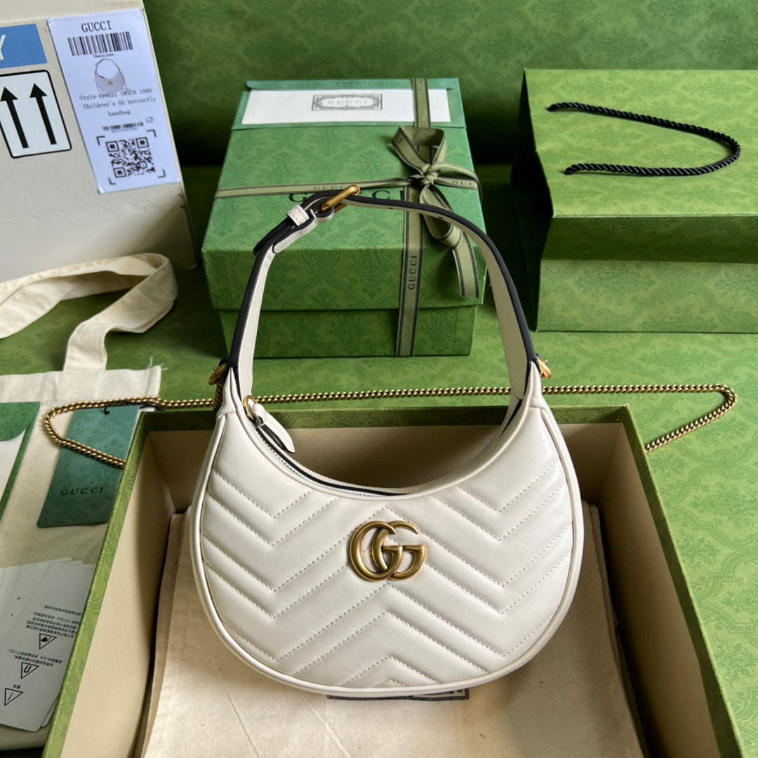 Gucci 699514 GG Marmont half-moon-shaped mini bag White - Default Title - View 1