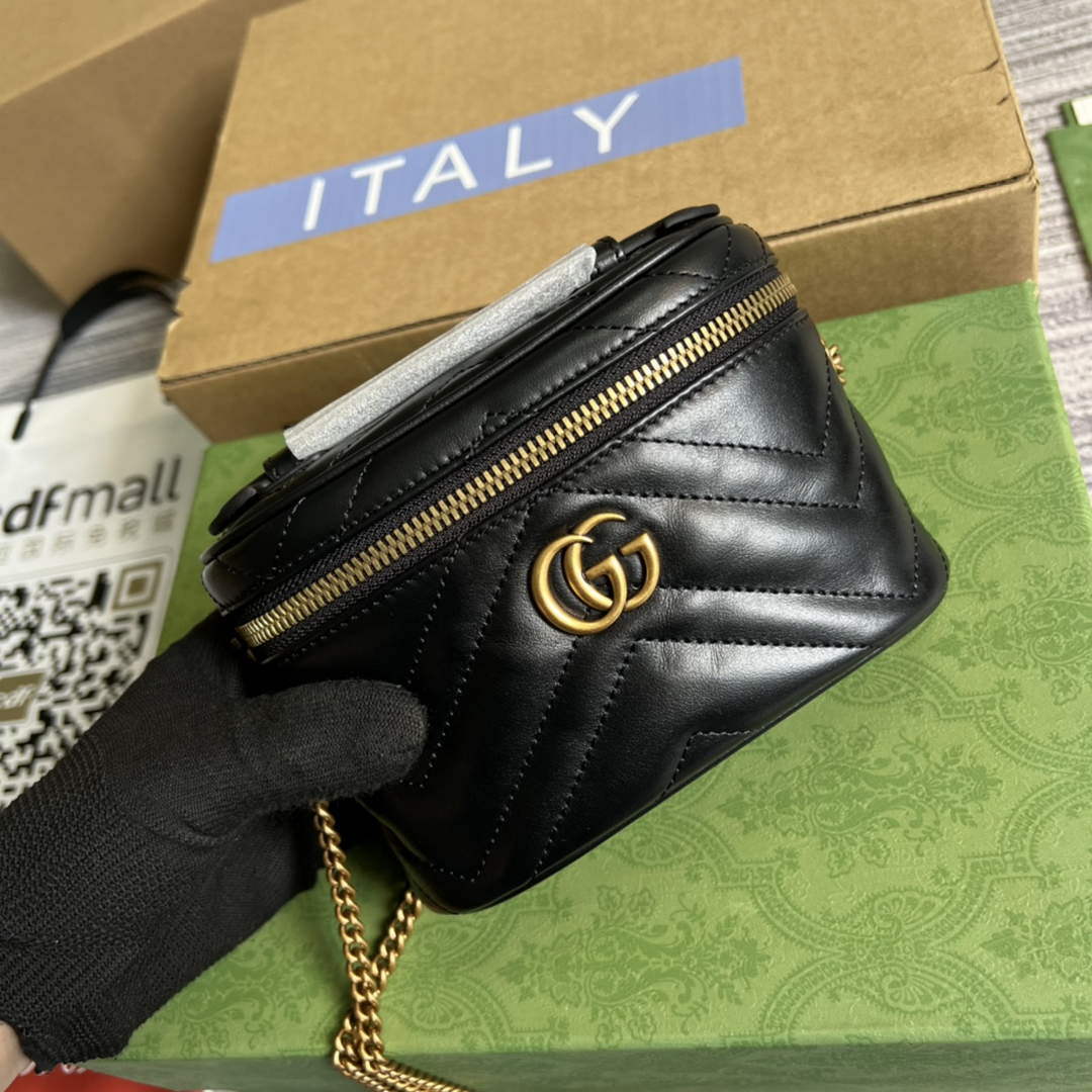 Gucci 699515 GG Marmont Mini Top Handle Bag Black - Default Title - View 1