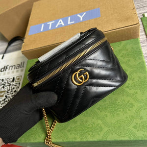 Gucci 699515 GG Marmont Mini Top Handle Bag Black - Default Title - View 1