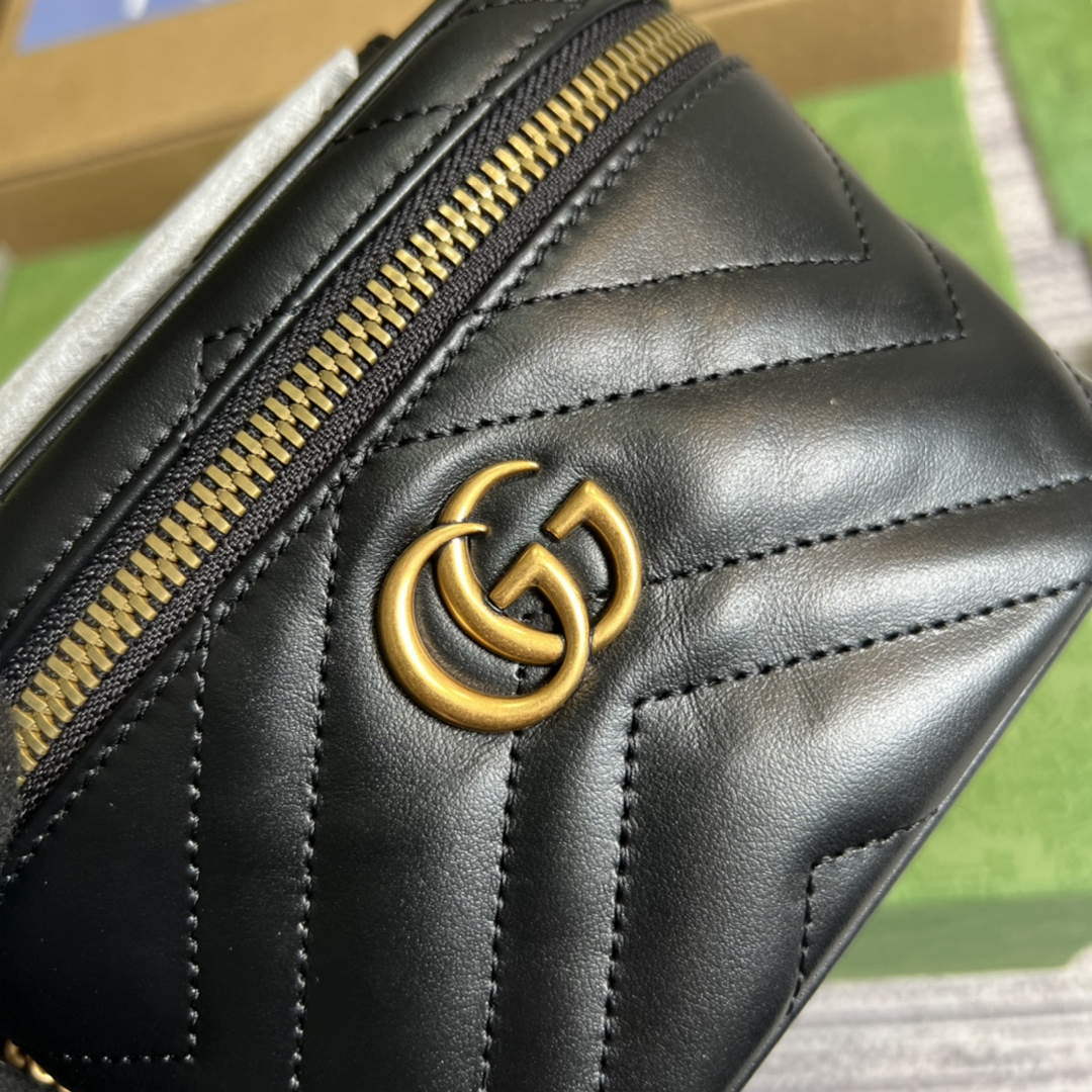 Gucci 699515 GG Marmont Mini Top Handle Bag Black