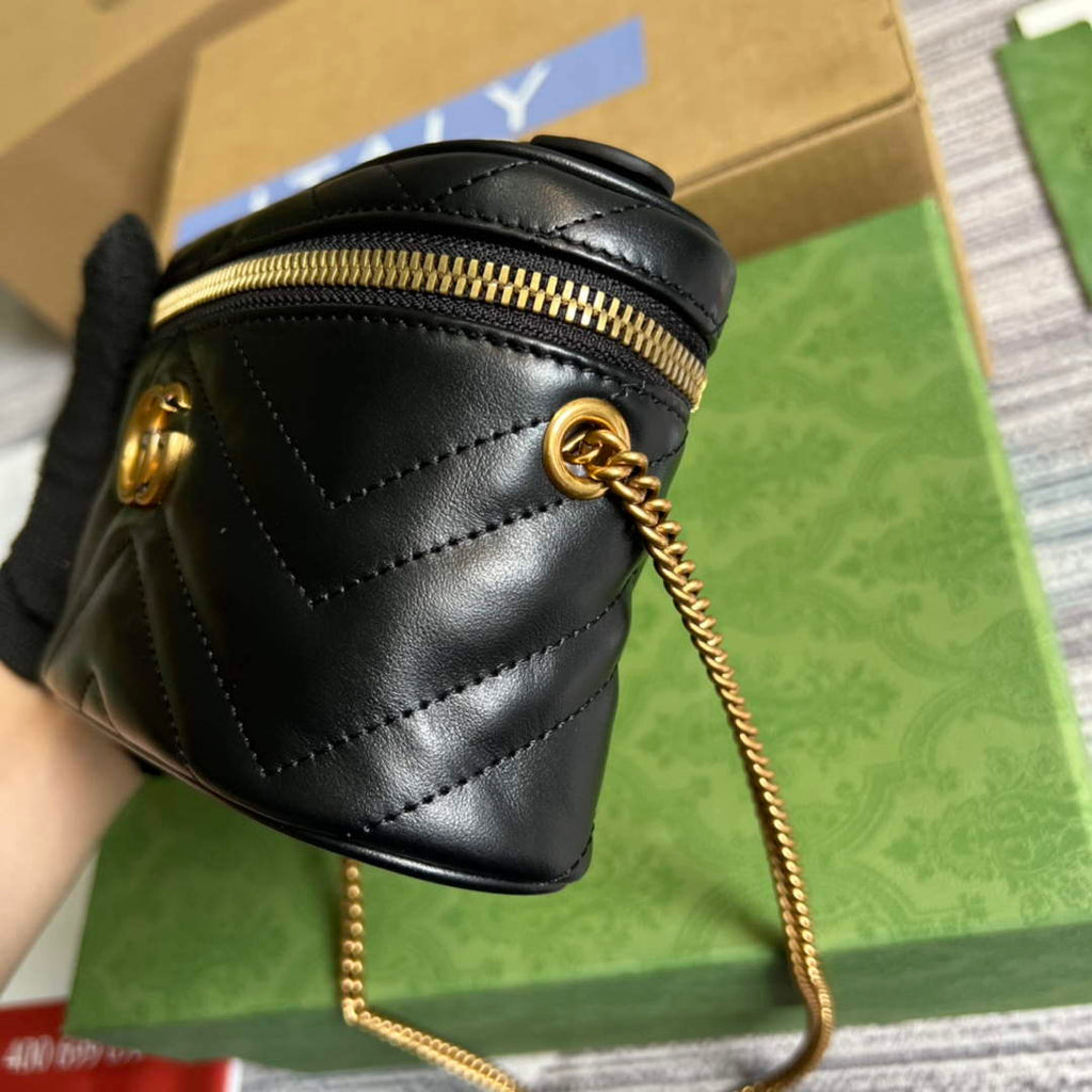 Gucci 699515 GG Marmont Mini Top Handle Bag Black
