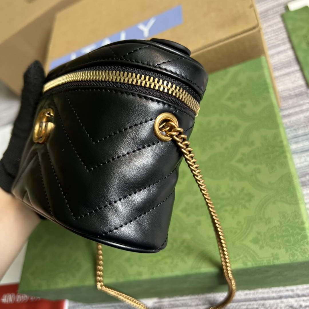 Gucci 699515 GG Marmont Mini Top Handle Bag Black - Default Title - View 7