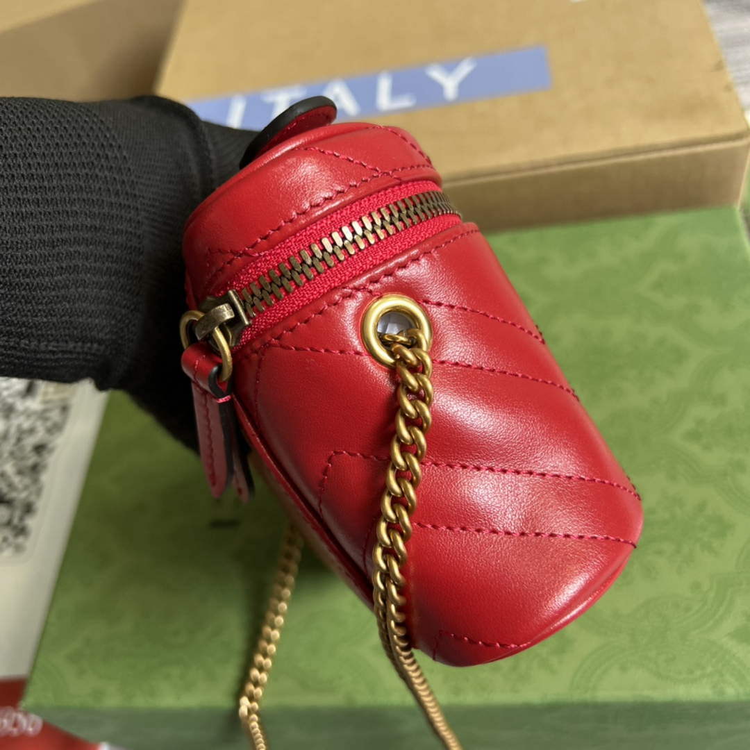 Gucci 699515 GG Marmont Mini Top Handle Bag Red - Default Title - View 3