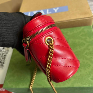 Gucci 699515 GG Marmont Mini Top Handle Bag Red - Default Title - View 3