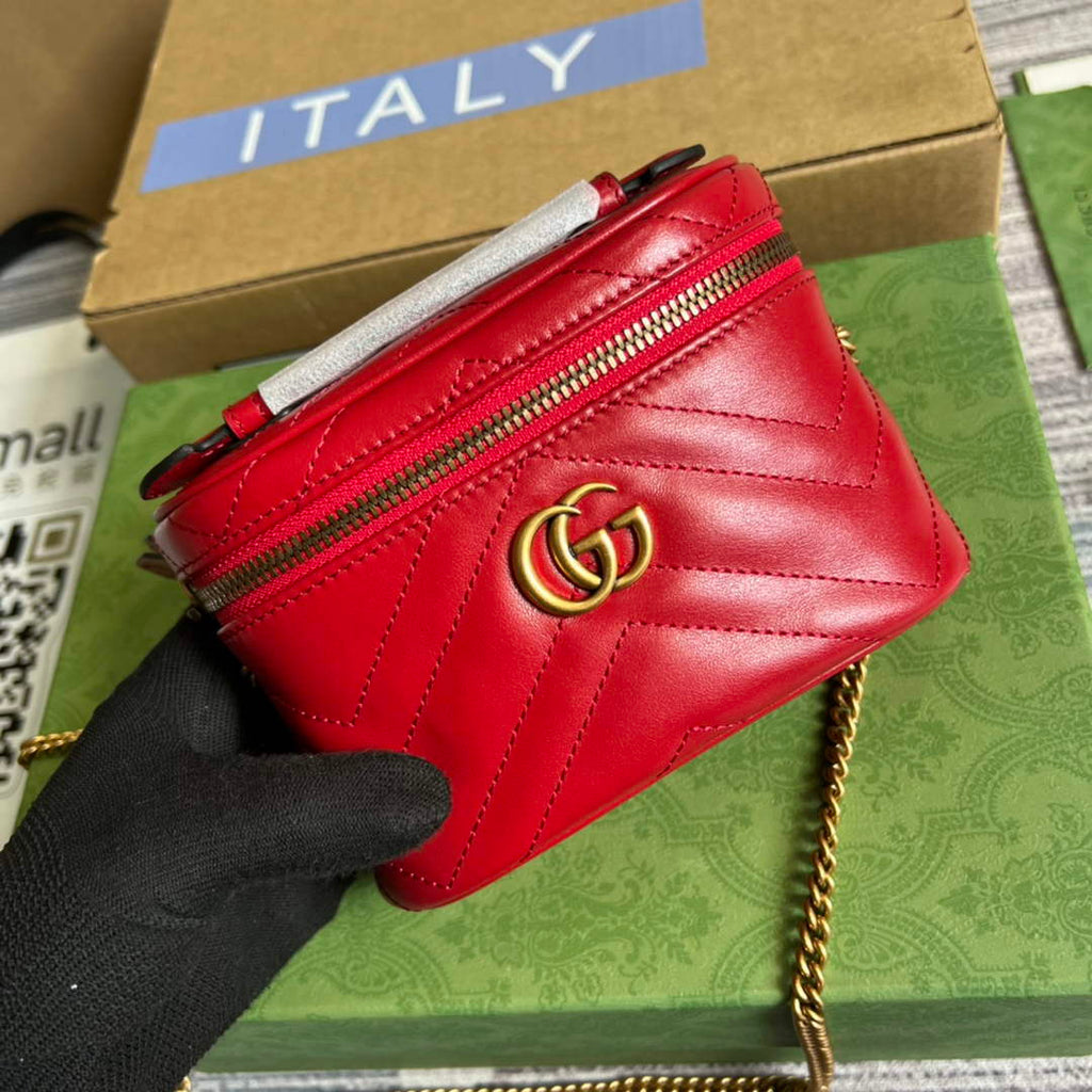 Gucci 699515 GG Marmont Mini Top Handle Bag Red