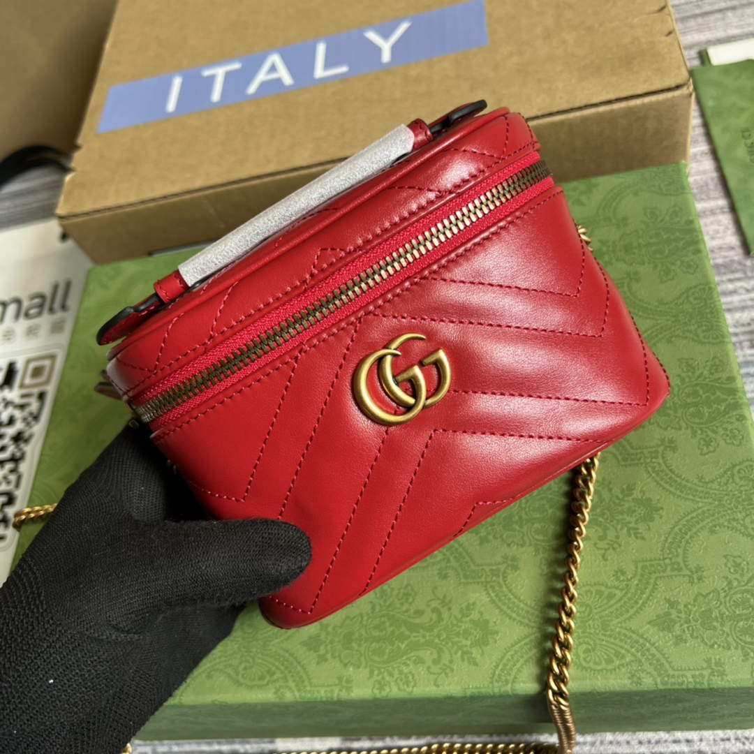 Gucci 699515 GG Marmont Mini Top Handle Bag Red - Default Title - View 4