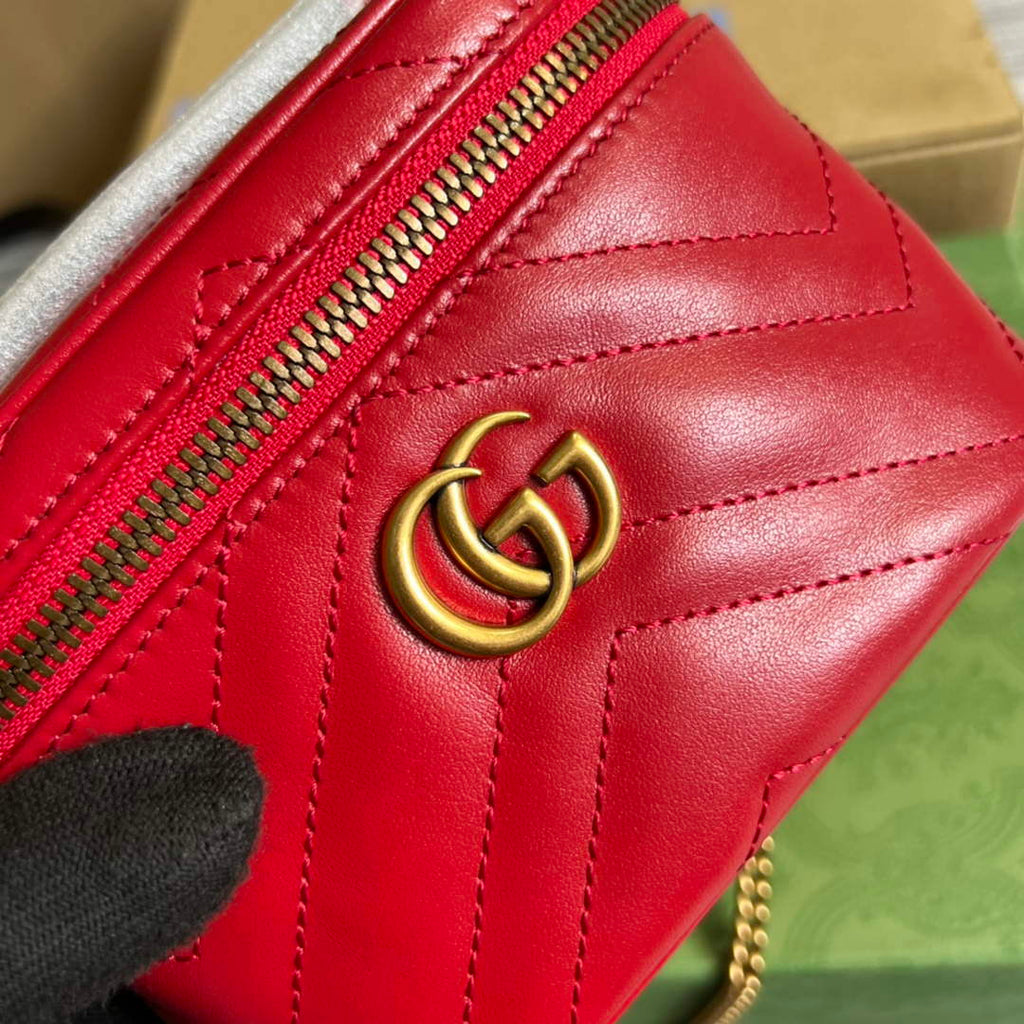 Gucci 699515 GG Marmont Mini Top Handle Bag Red