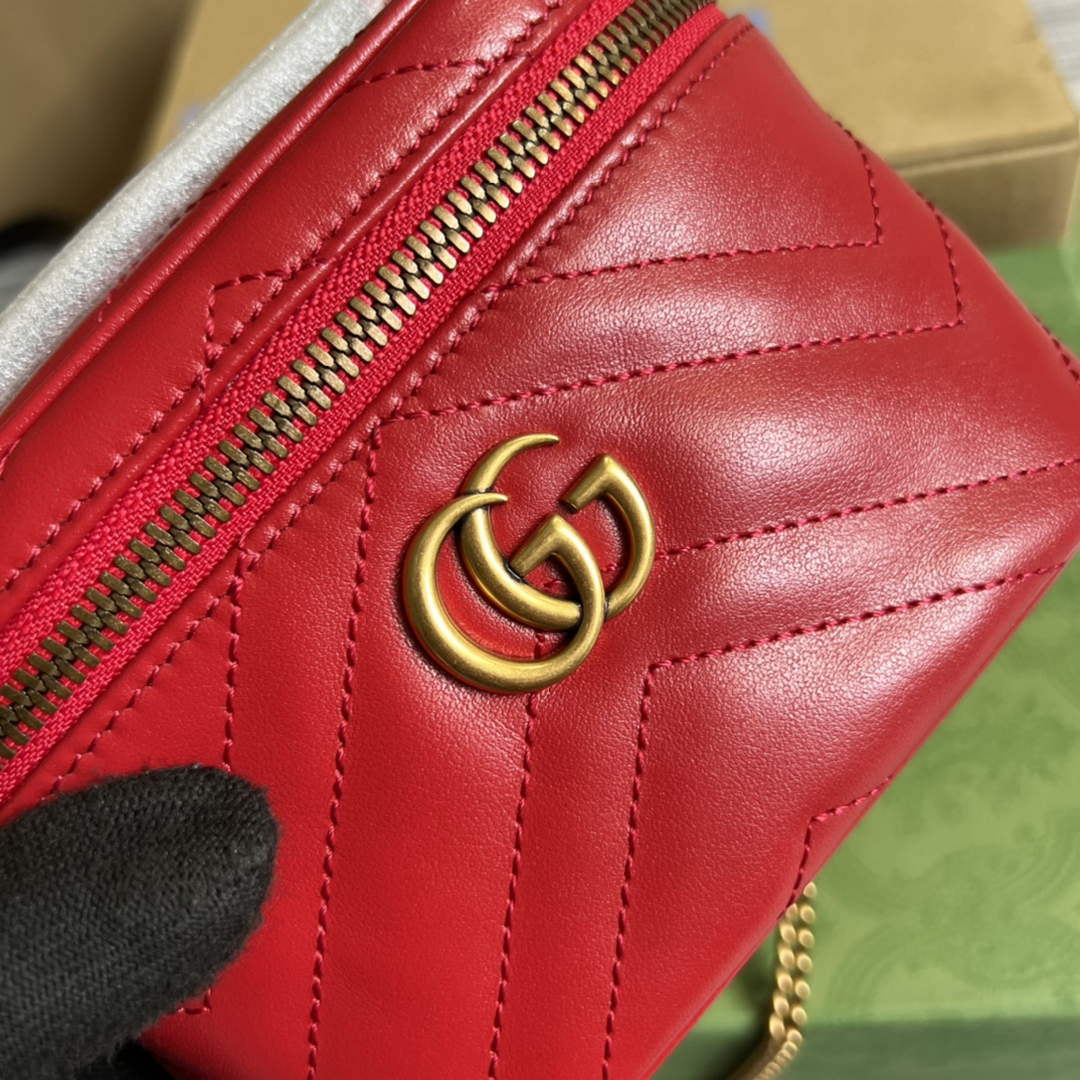 Gucci 699515 GG Marmont Mini Top Handle Bag Red - Default Title - View 5