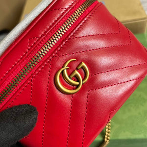 Gucci 699515 GG Marmont Mini Top Handle Bag Red - Default Title - View 5