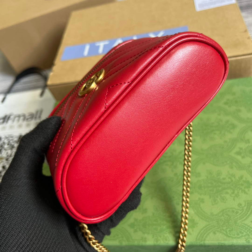 Gucci 699515 GG Marmont Mini Top Handle Bag Red