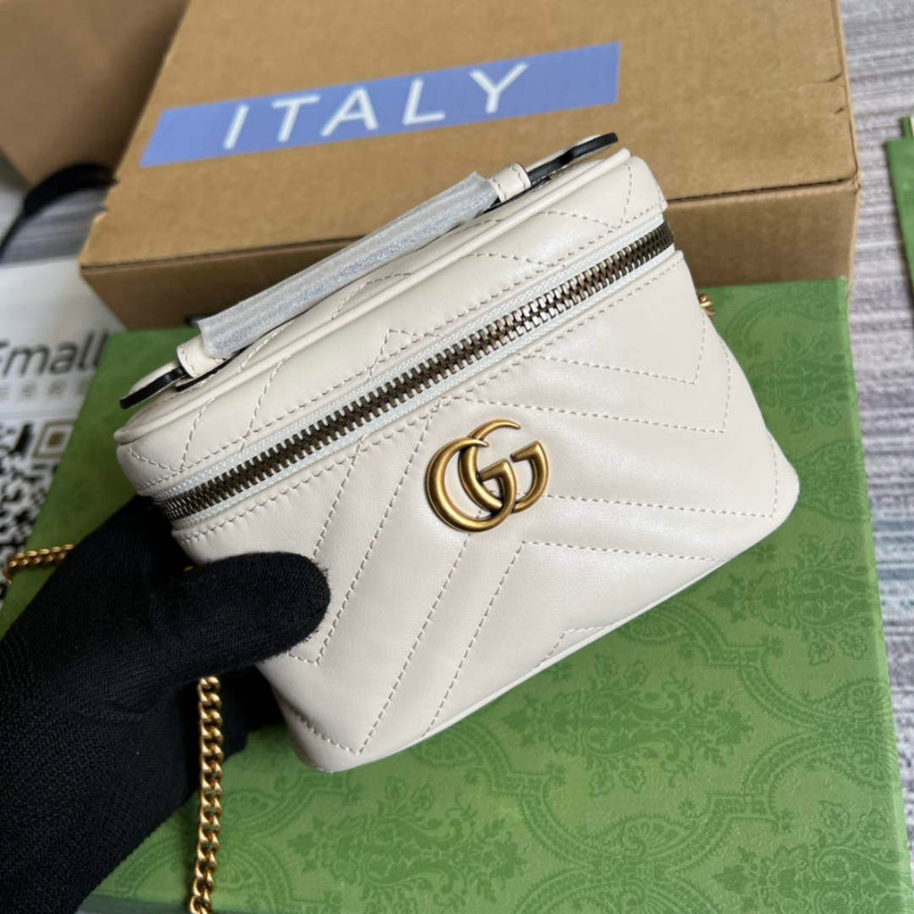 Gucci 699515 GG Marmont Mini Top Handle Bag White