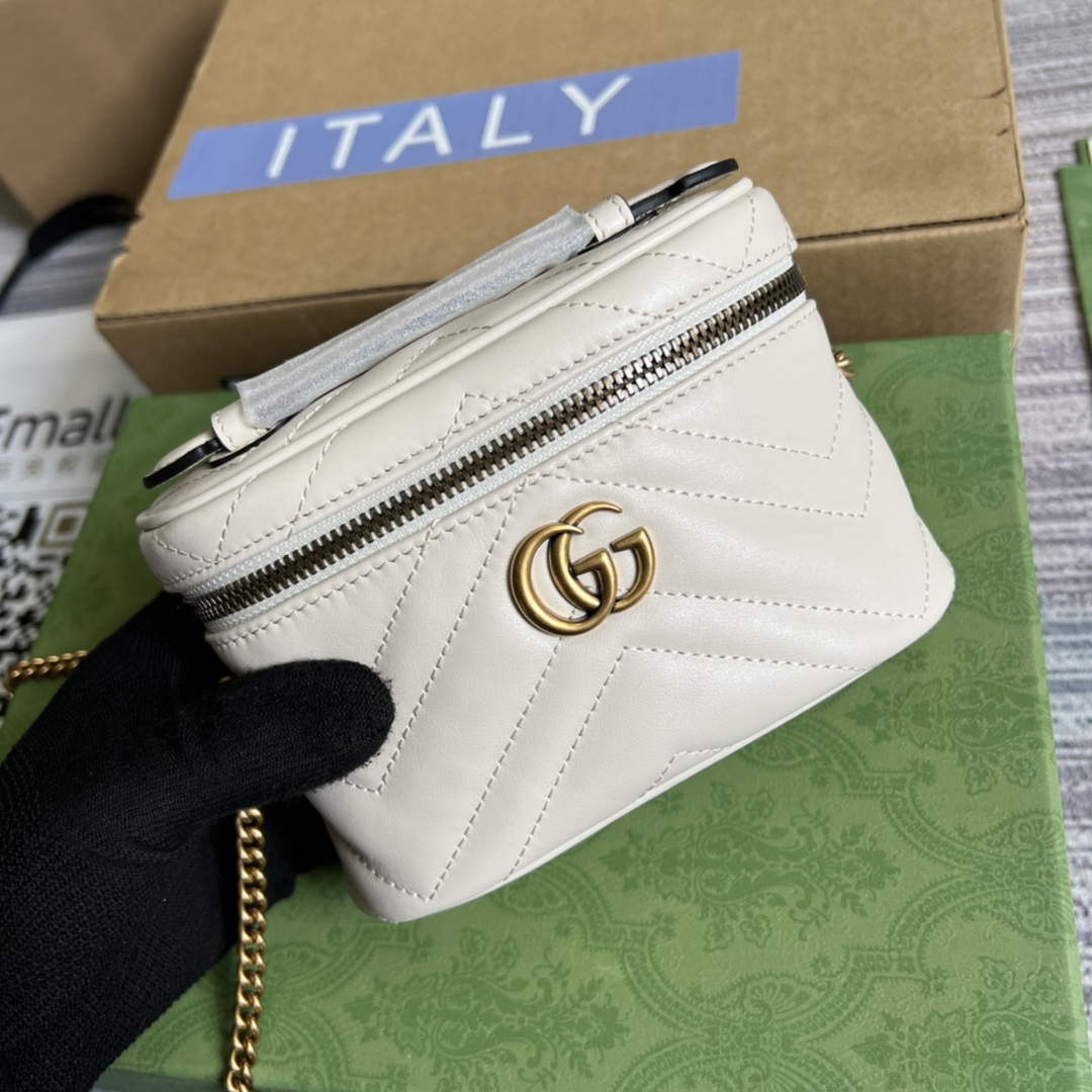Gucci 699515 GG Marmont Mini Top Handle Bag White - Default Title - View 4
