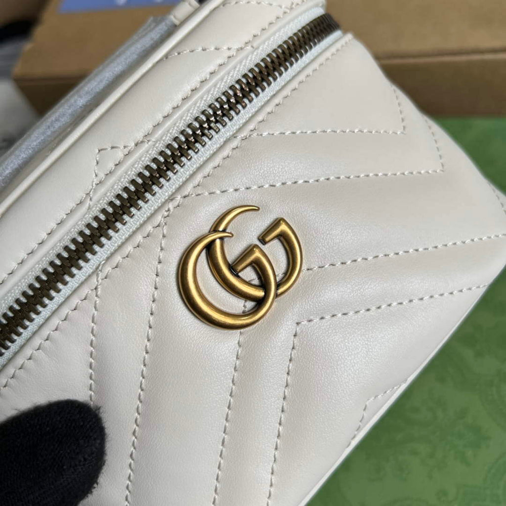 Gucci 699515 GG Marmont Mini Top Handle Bag White