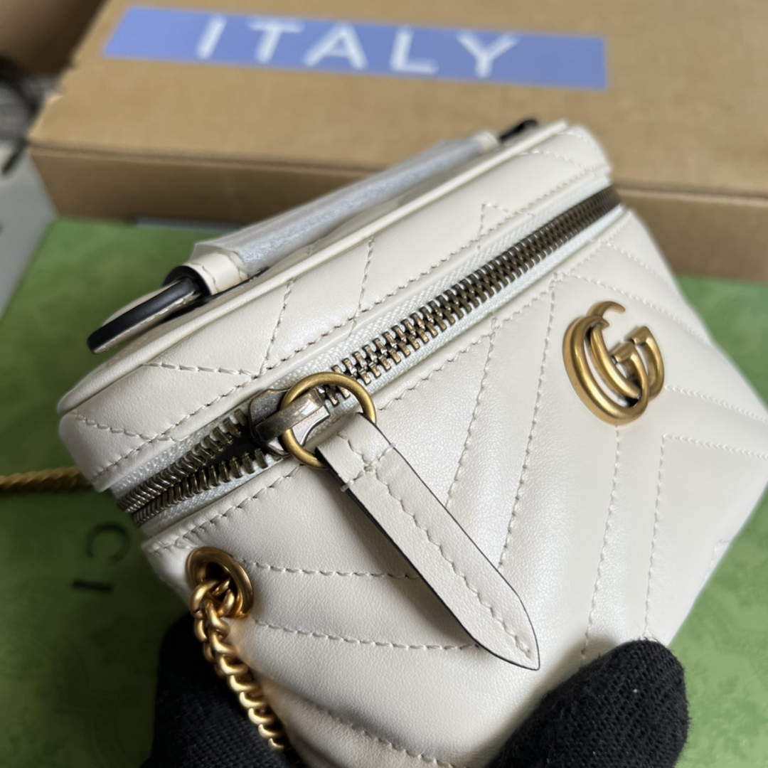 Gucci 699515 GG Marmont Mini Top Handle Bag White - Default Title - View 7