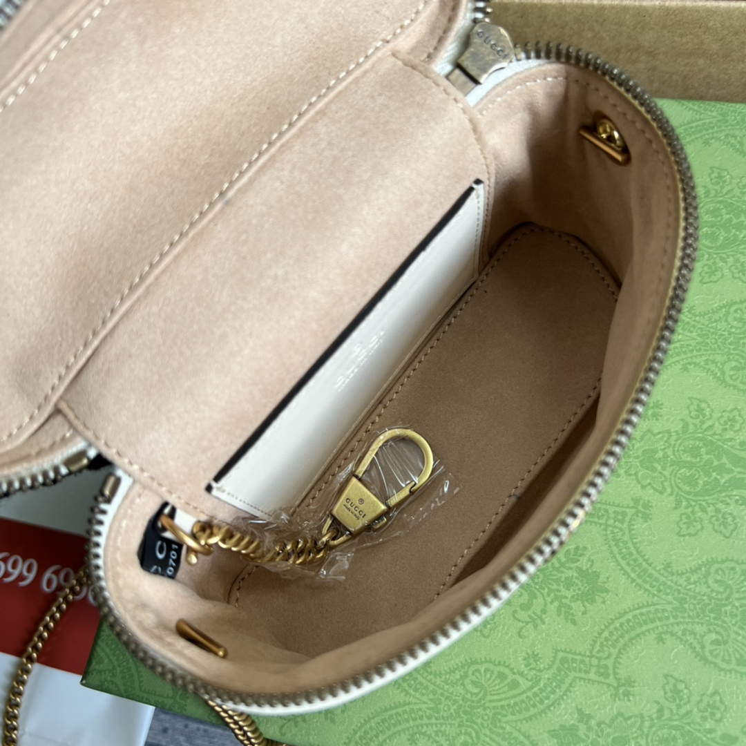 Gucci 699515 GG Marmont Mini Top Handle Bag White